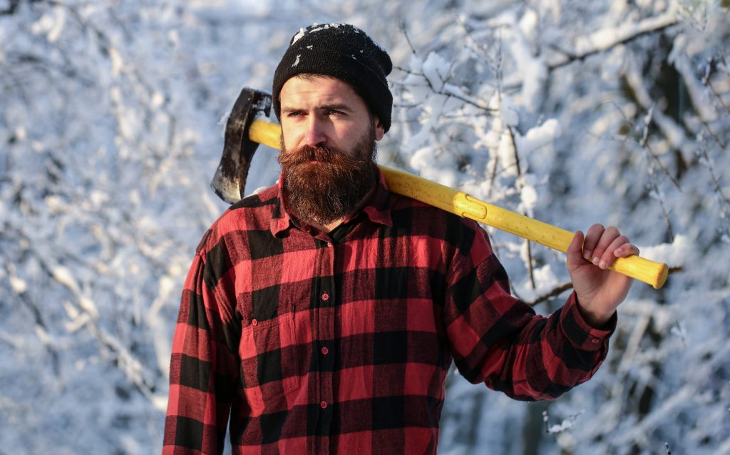 Man with sharpened ax
