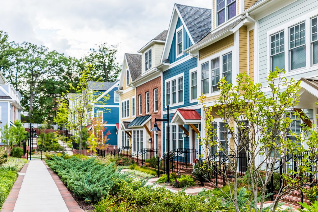 Bright neighborhood street