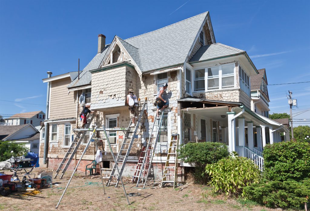 A home being remodeled, which will affect a real estate appraisal right then!