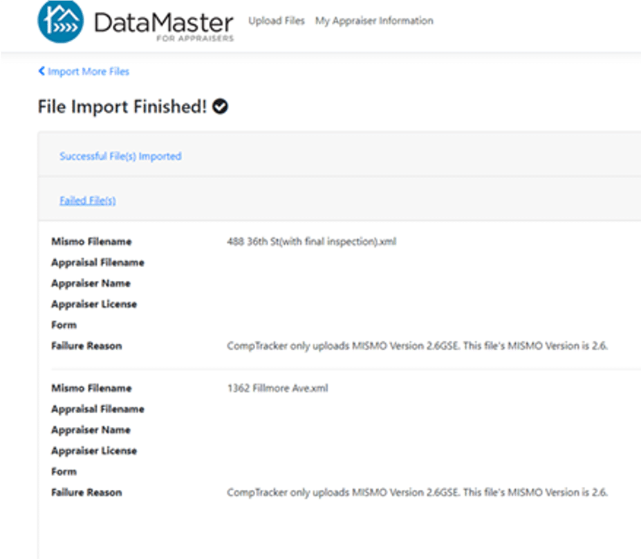 Your CompTracker upload report
