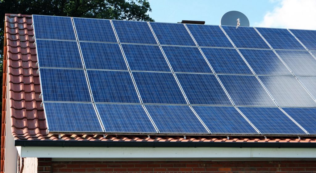 Solar Panels on a home roof.